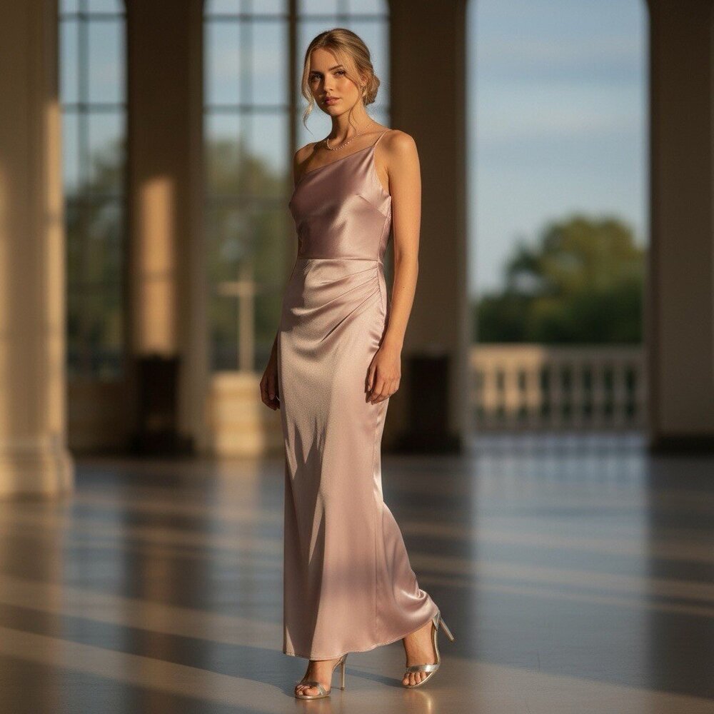 NWT Windsor Sz M Lavender One Shoulder Full Length Formal Maxi Dress Prom Gown - Picture 9 of 9